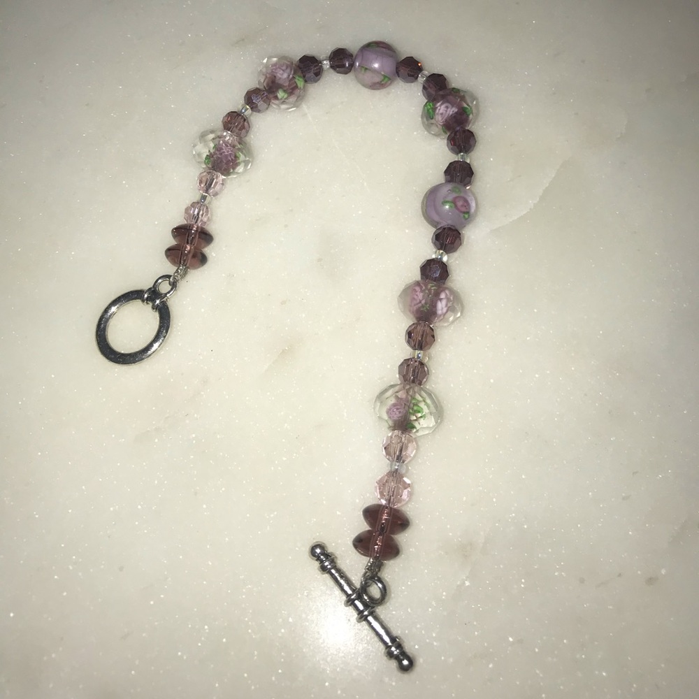 super cute handmade purple flower bracelet